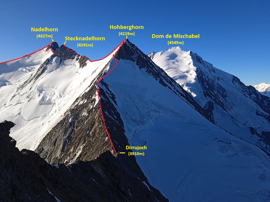 Nadelhorn (4327 m) – Nadelgrat integrale dal Galenjoch